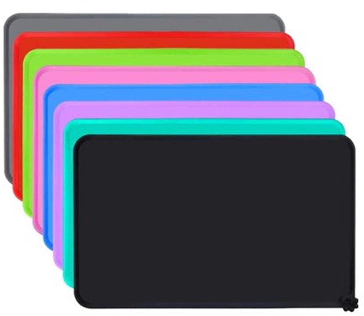 My Ninki ® Waterdichte Siliconen Voederbak Mat met Antislip voor Huisdieren, 47 x 30 cm, Zwart