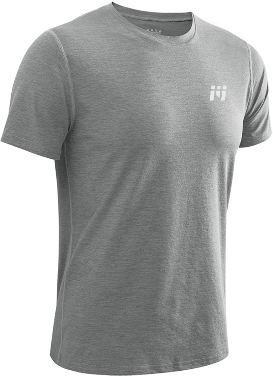 MEETYOO Sportshirt Heren - Hardloopshirt Korte Mouwen Short Sleeve Heren Sportshirt -Grijs-S