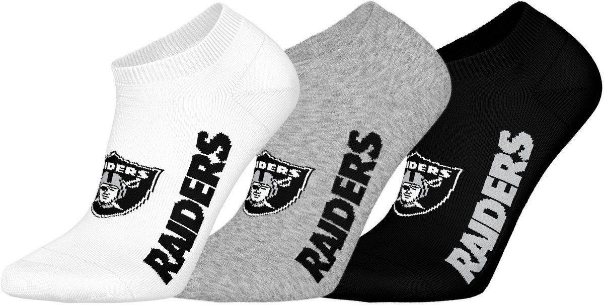 NFL LAS VEGAS RAIDERS 3pk Sneaker Socks - Wit/Grijs/Zwart - Maat 39/42