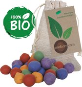 30 Kleurrijke Zaadbommen in Jute Zakje - Zaadbom.com Zaadbommetjes - Bloembommetjes - Zaadbommetjes cadeau - Flowerbombs - Zaaibommetjes - Seedbombs