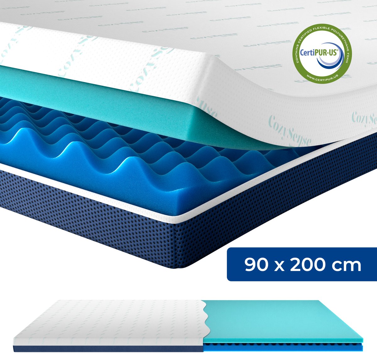 CozySense DualFeel Topper 90x200 1-persoons