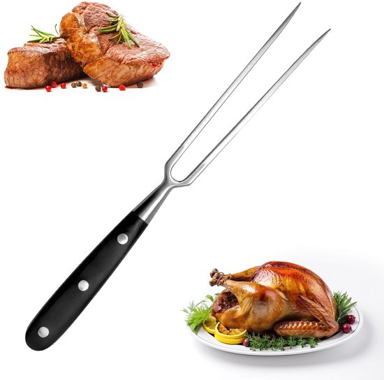 Kerafactum Braadvork – Vleesvork Van Hoogwaardig Roestvrij Staal, Extra Zwaar, 29 Cm – Voor Grillen, Trancheren En Gevogelte