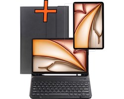 Hoes Geschikt voor iPad Air 2025 (11 inch) Hoes Toetsenbord Hoes Case Book Cover Hoesje Met Screenprotector - Hoesje Geschikt voor iPad Air M3 (11 inch) Keyboard Hoes - Zwart