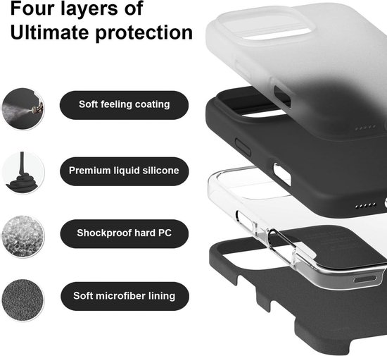 Coque Solid en silicone liquide souple au toucher et caoutchouc TPU Flexible + protection d'écran - Objectif de l'appareil photo - Compatible avec : iPhone 16 Pro - Vert nuit