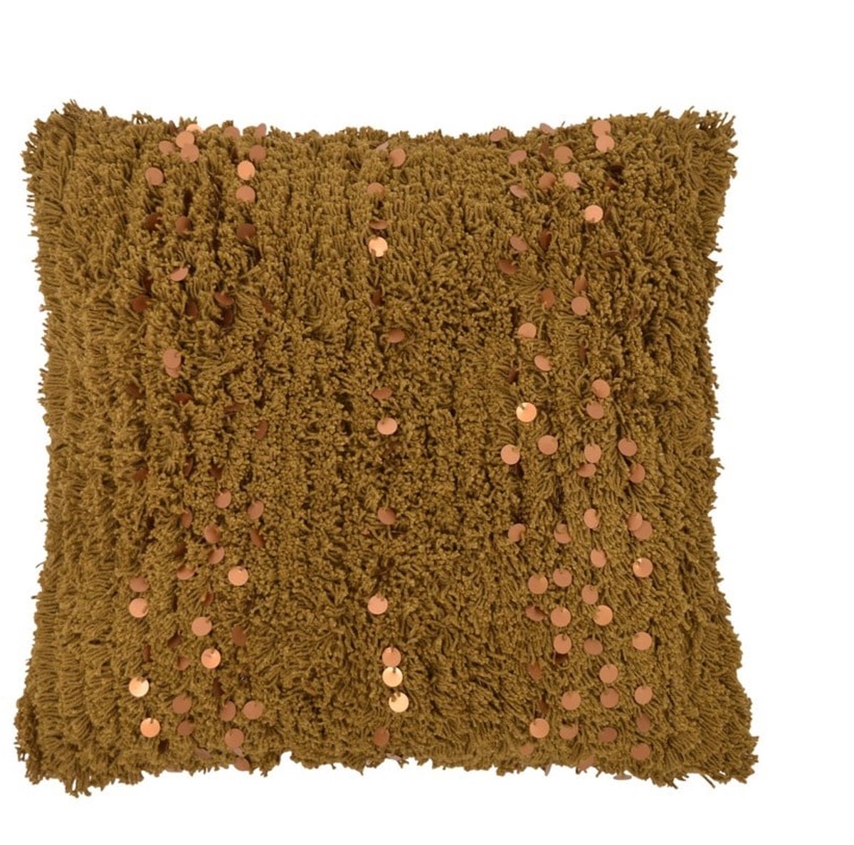Linen & More Boston kussen groen, bruin 45x45cm