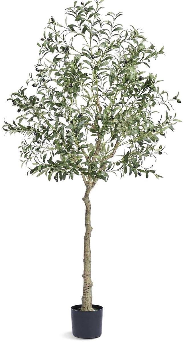 Kunstmatige Olijfboomplant - 150 cm - Perfecte Kunstplant in pot - Voor Binnen en buiten - Thuis - Kantoor - Tuin - Moderne Decoratie - 1 Stuks