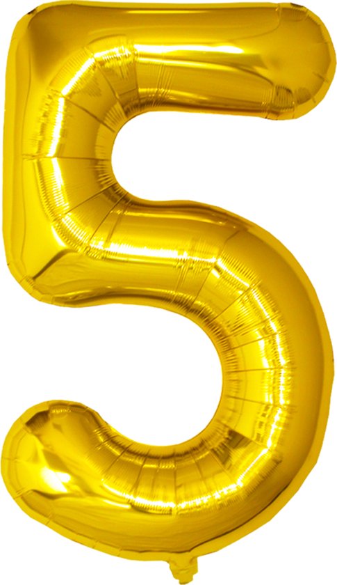 Folie Ballon Cijfer 5 Jaar Cijferballon Helium Ballonnen Feest Versiering Folieballon Verjaardag Versiering Goud 86 Cm