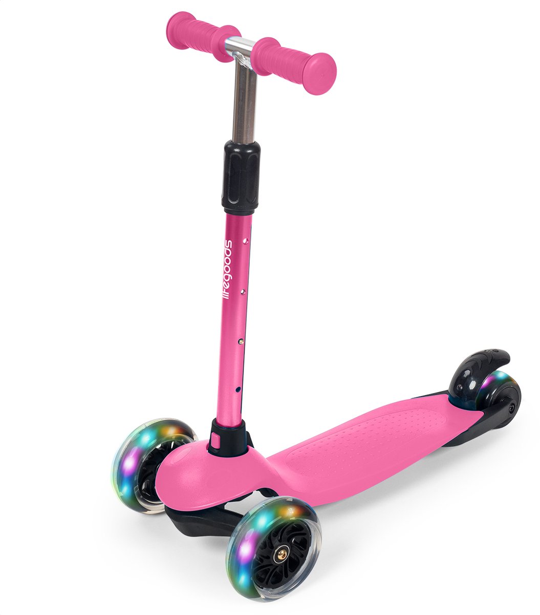 LifeGoods Kinderstep - Step 2-5 Jaar - 3 Lichtgevende LED Wielen - Hoogte Verstelbaar - Jongens/Meisjes - Roze