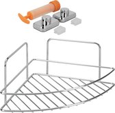 Metaltex - Doucherek Reflex - 1 laag - Hoek - Badkamerrek - Met vacuumfixatie - Chromelook - Inclusief montage