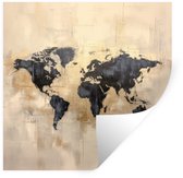 Muurstickers - Sticker Folie - Wereldkaart - Goud - Zwart - Abstract - 120x120 cm - Plakfolie - Muurstickers Kinderkamer - Zelfklevend Behang XXL - Zelfklevend behangpapier - Stickerfolie