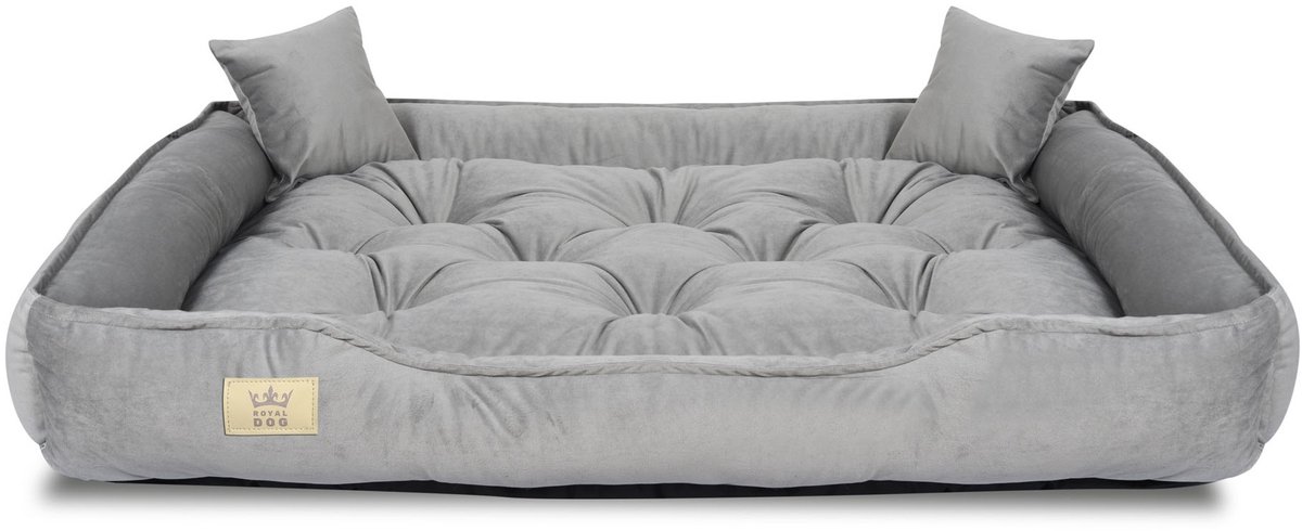 Hondenbed, box, 115x95 cm, grijs fluweel