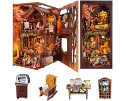 Boek Nook Kit-DIY Miniatuur Huis Kit Boek Nook-Schemer Lodge-3D Houten Boek Stand Puzzel-Model Bouwpakket Met led en stofkap-DIY Poppenhuis Kits voor Kinderen en Volwassenen-Cadeau voor Verjaardag Thanksgiving Day Kerstmis