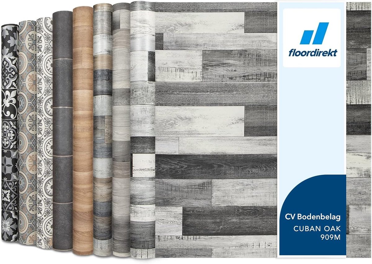 FLOORDIREKT PVC-Vloeren - Cuban Oak 909M - Vinyl Vloeren - Tegeloptiek - Dikte 2,8 mm - 200 x 300 cm