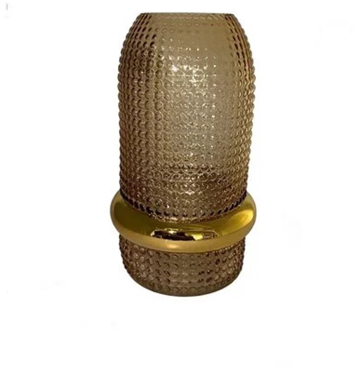 VAAS | BLOEMENVAAS | DECORATIEVE ACCESSOIRES | GLAS | BRUIN AMBER DORE GOUD| 15x15x25CM.