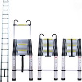 Bol.com Telescopische Ladder met Haken - 5M - Multifunctionele Opvouwbare Aluminium Ladder - Verlengladder met Antislipvoeten aanbieding