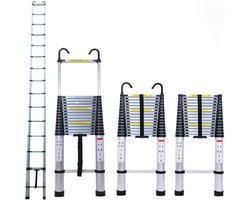 Telescopische Ladder met Haken - 5M - Multifunctionele Opvouwbare Aluminium Ladder - Verlengladder met Antislipvoeten