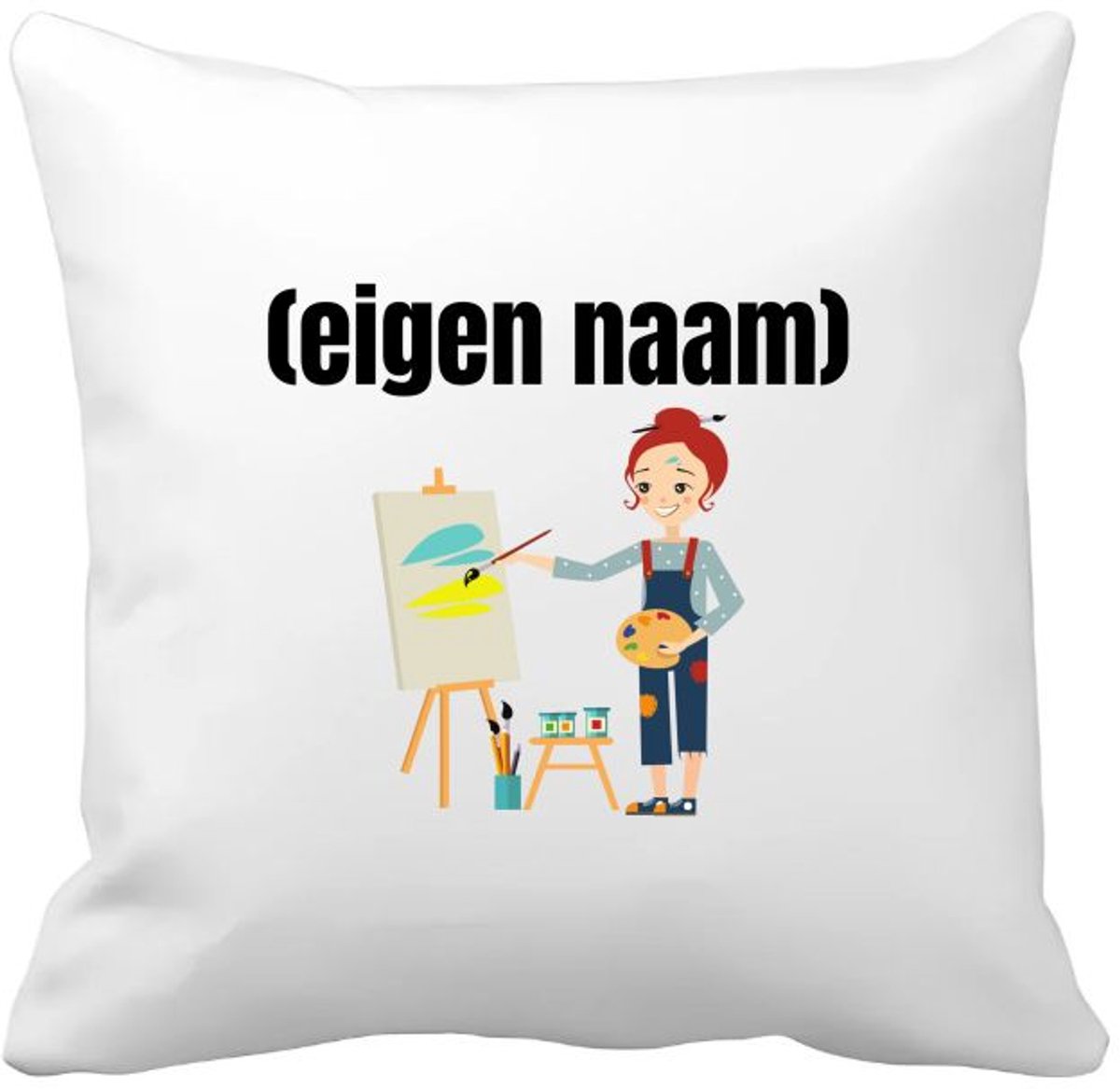 Akyol kunstenares die schildert met eigen naam Kussen hoes - Kunst - kunstenaars/kunstenaressen - iemand die houdt van kunst of kunst maken - verjaardag - cadeau - kado - 40 bij 40 cm Multicolor