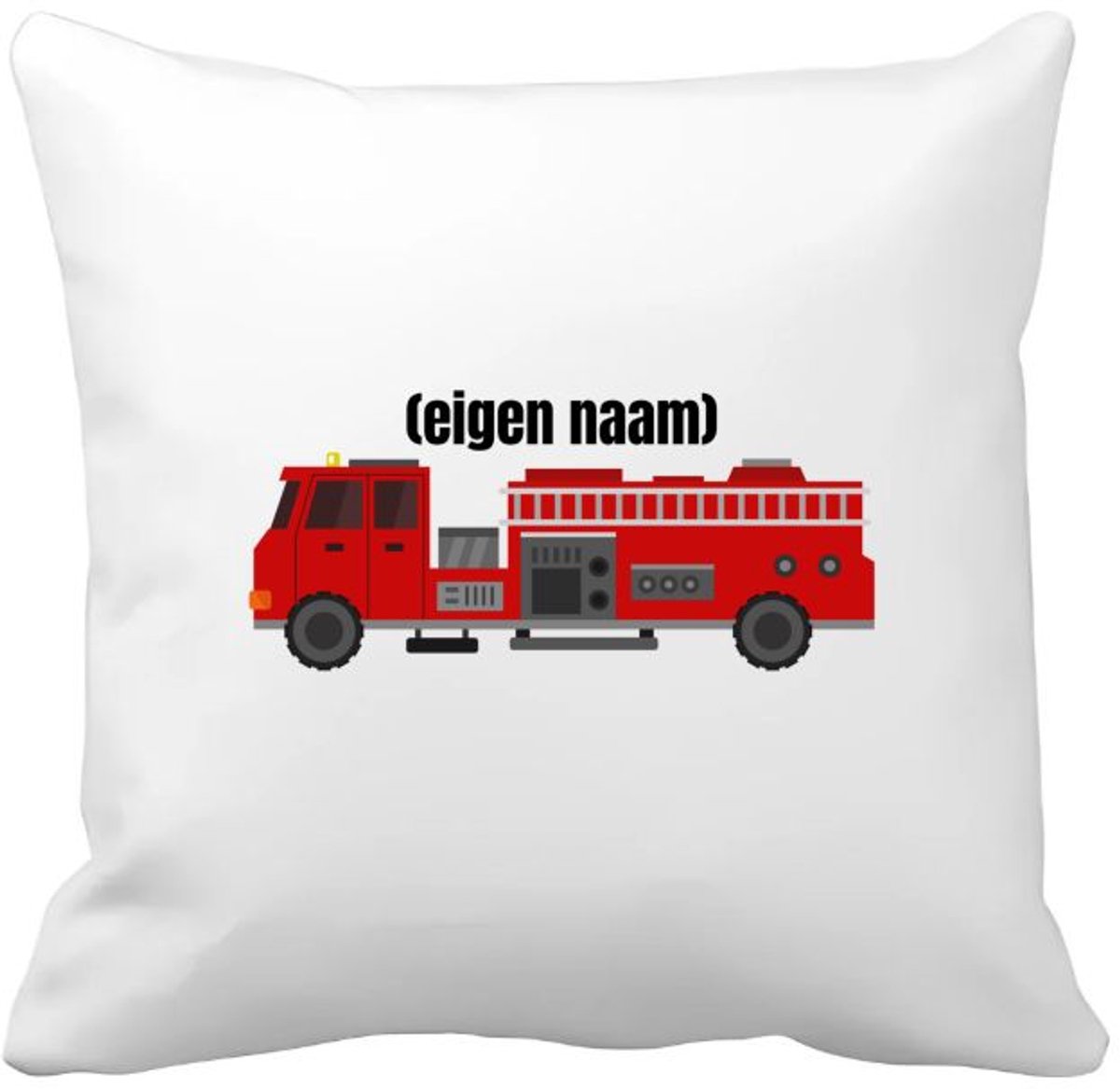 Akyol brandweerwagen Kussen hoes - Brandweer - iemand die werkt bij de brandweer - met eigen naam - leuk cadeau voor iemand die bij de brandweer werkt - cadeau - kado - 40 bij 40 cm Multicolor