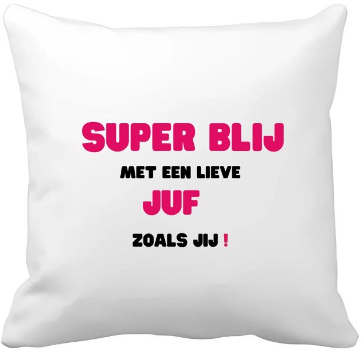 Akyol super blij met een lieve juf zoals jij Kussen hoes - Juf - leraressen - verjaardag - cadeautje voor juf - juf artikelen - kado - geschenk - collega's - 40 bij 40 cm Multicolor