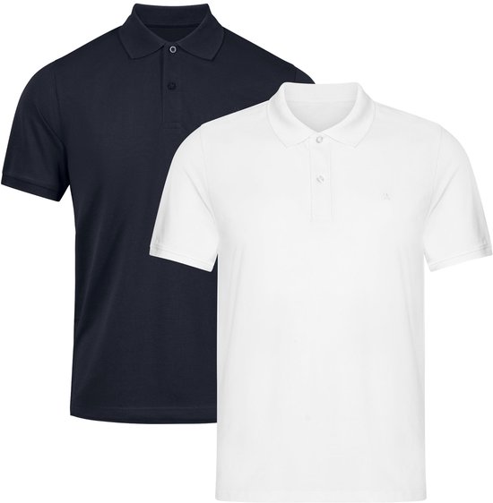 DANISH ENDURANCE Classic Fit Poloshirt Heren - biologisch katoen - 2-pack - Korte mouw - Wit en Marineblauw - Maat XXL