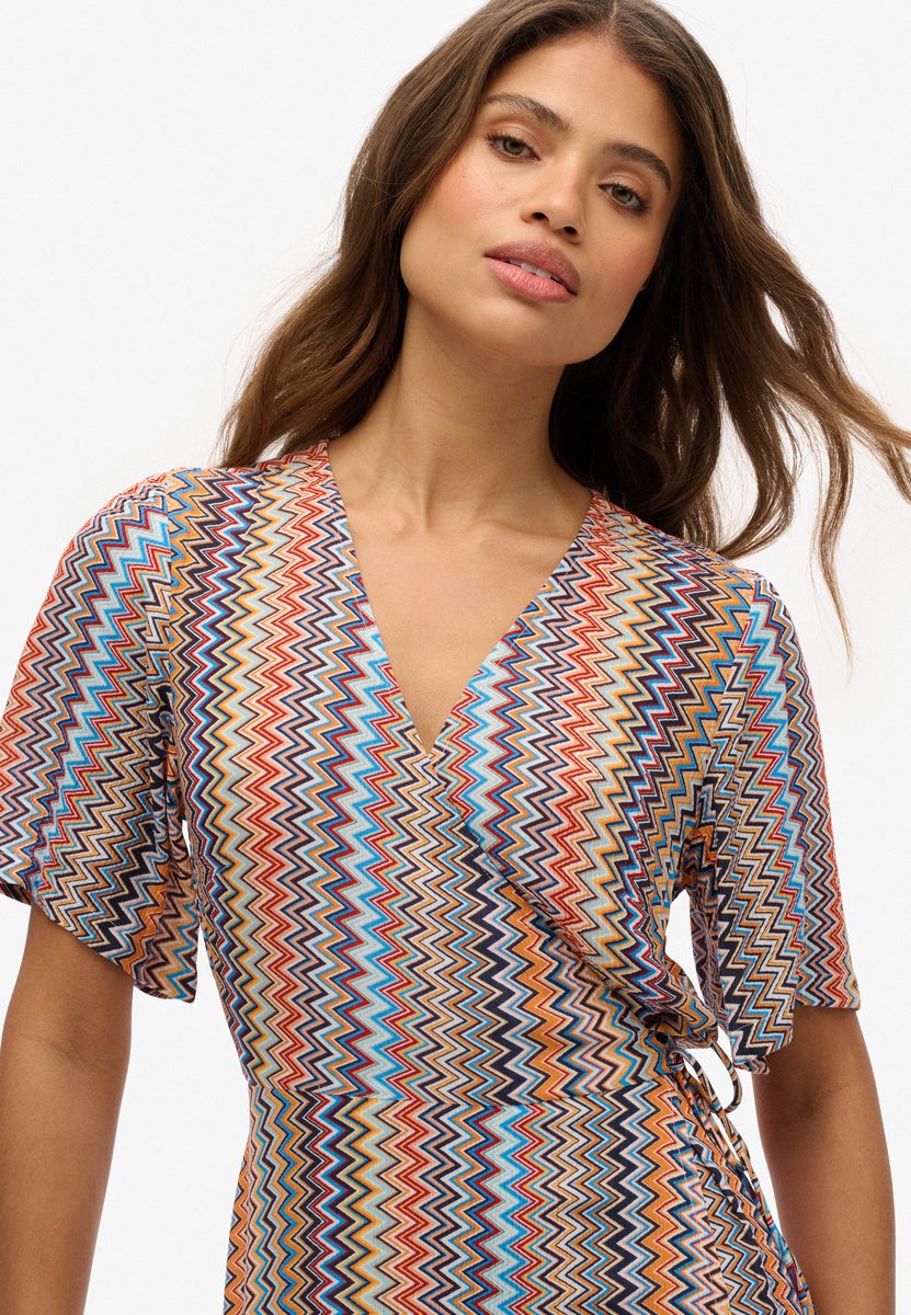 Superdry Midi-wikkeljurk met print Dames Jurken Beach Vertical Zigzag