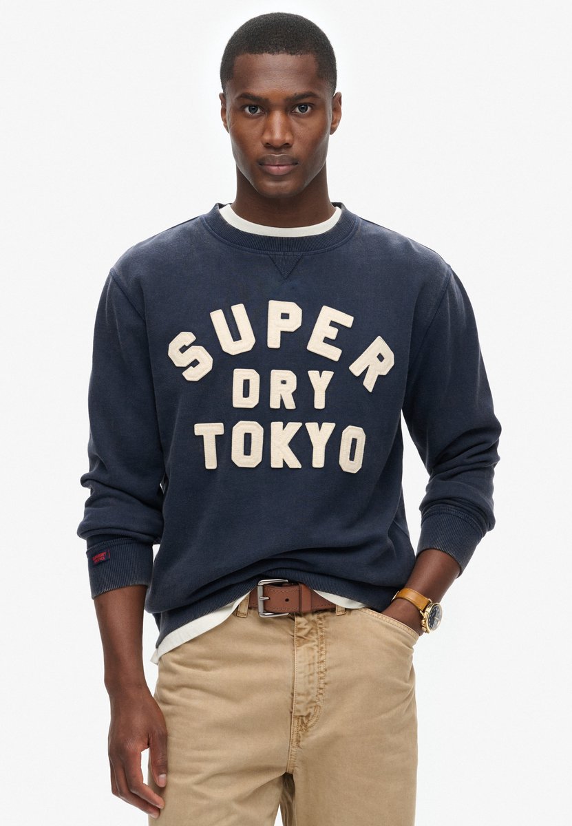Superdry Vintage Athletic Ronde Hals Sweatshirt Heren Truien Marineblauw