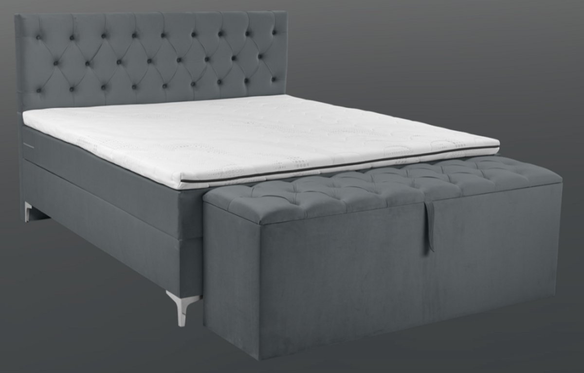 Nessa® - 140x200 Boxspring Caption Antraciet - Complete Boxspring - Inclusief Orthopedische Topper