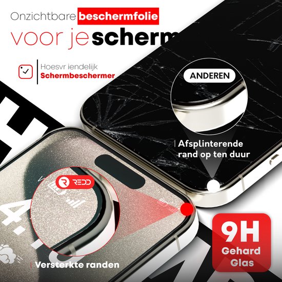 Un écran brisé à côté d'un téléphone avec protecteur. Texte : "Film protecteur invisible pour votre écran", "Bords renforcés".