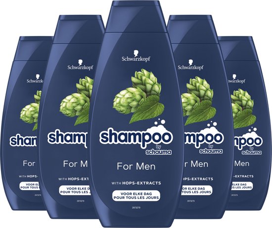 Schwarzkopf Shampoo For Men - Haarverzorging - Dagelijks Gebruik - Versterkt Mannenhaar - Natuurlijk Volume - Voordeelverpakking - 5x 400ml