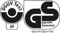 DGUV Test en GS 'geprüfte Sicherheit' logo's.