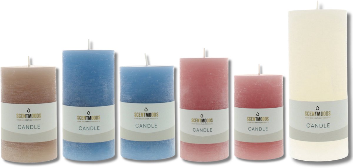 Scentmoods Rustieke Kaars Set Arctic Blues – Stompkaars en Dinerkaars in Blauwtinten
