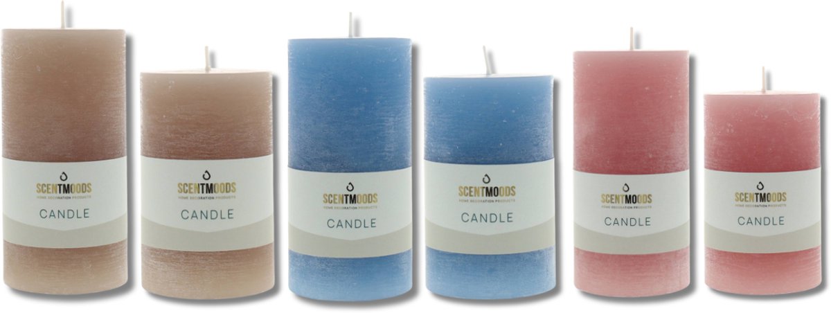 Scentmoods Rustieke Kaars Set Nordic Retreat – Handgemaakte Stompkaars en Dinerkaars