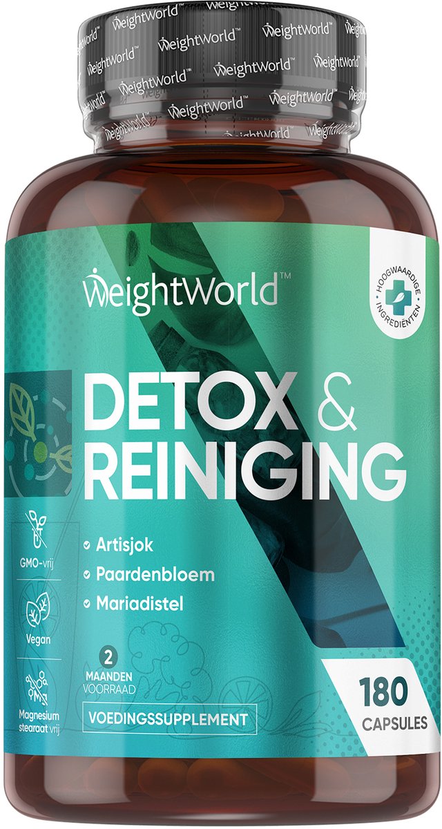 Goedkoopste WeightWorld Detox & Reiniging - Lever detox en darmreiniging - Met artisjok, mariadistel, psyllium husk, gember en paardenbloem - 180 vegan capsules
