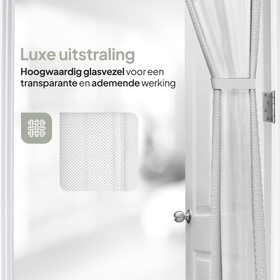 O'DADDY® Deurgordijn Deluxe FIBER - Magnetisch Vliegengordijn - Voor Nieuwbouw en Standaard Deuren - Eenvoudige Installatie - Deurhor Wit - 140x260 cm van Merkloos — afbeelding 4