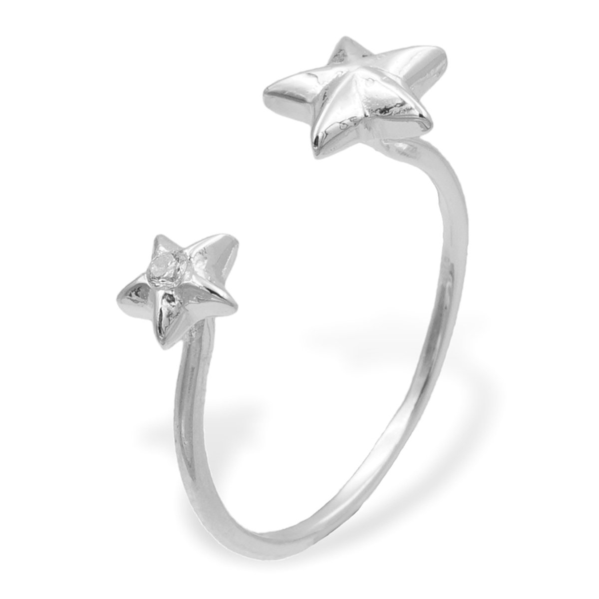 New Bling Zilveren Ring 9NB 0294 56 - Maat 56 - Ster - Zirkonia Zilverkleurig