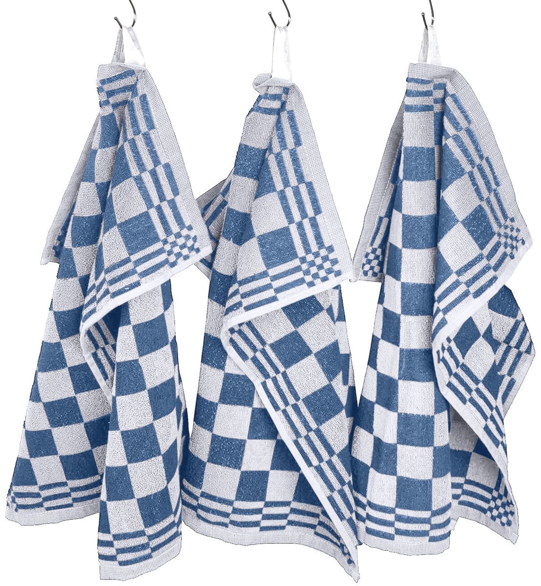 Keukendoeken - Horeca - 50x50 cm - Badstof - Geblokt - 3 stuks - Blauw