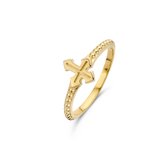 New Bling 9NB 0297 58 Zilveren Dames Ring met Kruis - maat 58 - Goudkleurig