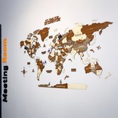 Décoration murale - Wereldkaart - Wereldkaart en bois - Wereldkaart 3D en bois - Tableau d'affichage Wereldkaart - Mixte - Groot