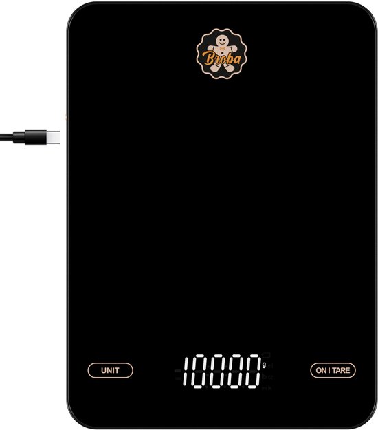 Keukenweegschaal Digitaal Oplaadbaar - Precisie Weegschaal Keuken Zwart USB Zonder Batterijen - Food Kitchen Scale - Grammen Eet Kookweegschaal