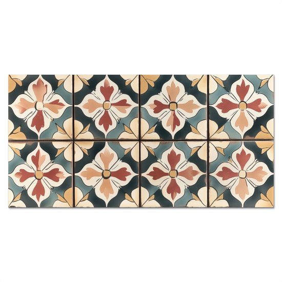 Crédence de Cuisinière en Aluminium 100x50 cm - Décoration - Carreaux - Espagnol - Vintage - Écran Pare-éclaboussures pour Plaque de Cuisson - Protection Murale