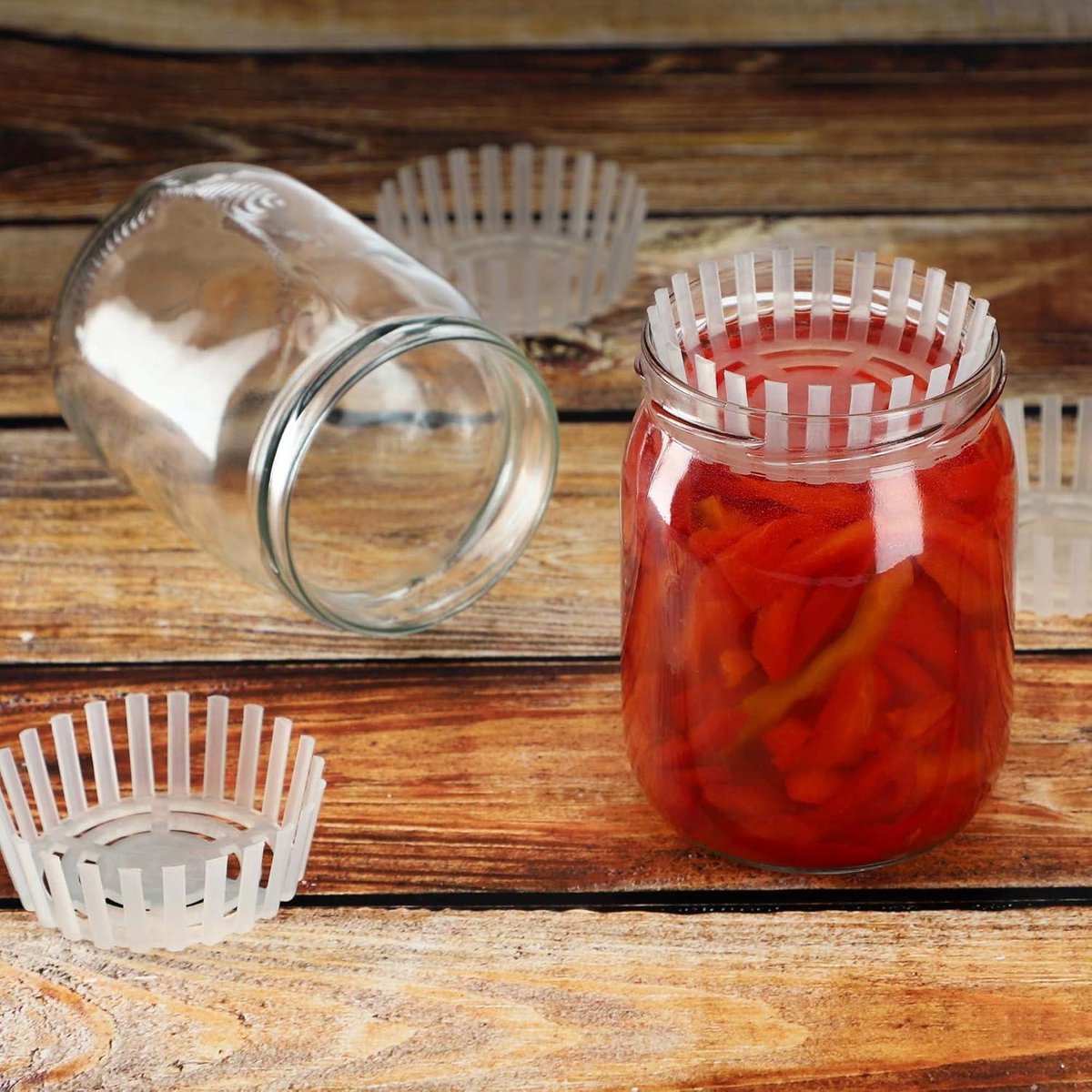 Fermentatie steenglas, brede mond, fermentatie, glazen gewichten voor fermentatie, gewichten voor het invoegen en fermenteren van zuurkool, komkommers, kimchi, prikkels, 4 stuks