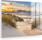 Peinture sur verre - Photo sur verre - Plage - Mer - Soleil - Dune - Décoration murale - 40x30 cm - Peinture sur verre - Décoration de chambre - Verre acrylique - Peintures salon