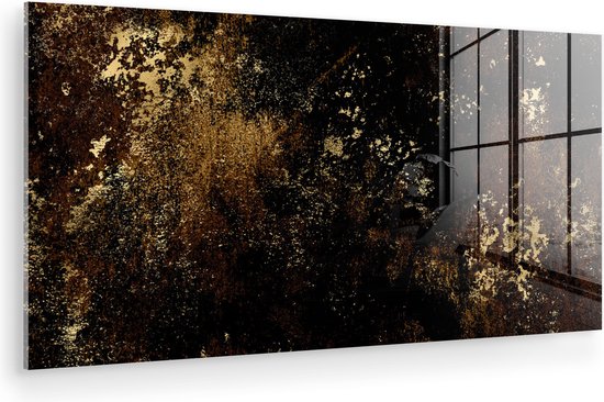 MuchoWow® Peinture sur Verre - Or - Zwart - Luxe - 120x60 cm - Peintures sur Verre Peintures - Photo sur Glas