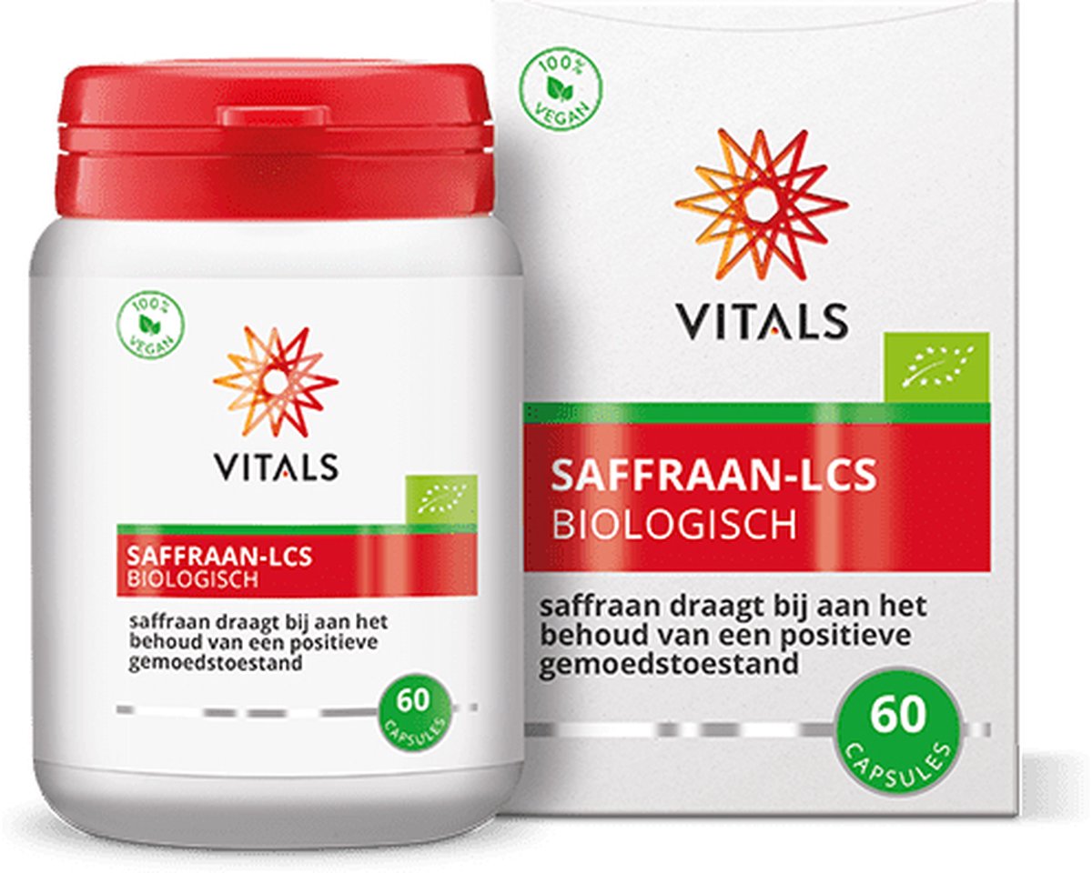 Goedkoopste Vitals Saffraan-LCS Biologisch - 60 capsules. Draagt bij aan het behoud van een positieve gemoedstoestand en een goede nachtrust.