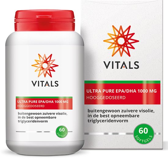Vitals Ultra Pure EPA/DHA 1000 mg - 60 softgels - omega 3. Buitengewoon zuivere visolie, in de best opneembare triglyceridenvorm.