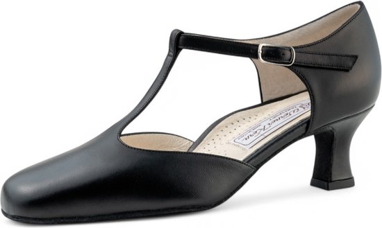 Heather dansschoenen dames - Zwart suède met antiek nappaleer
