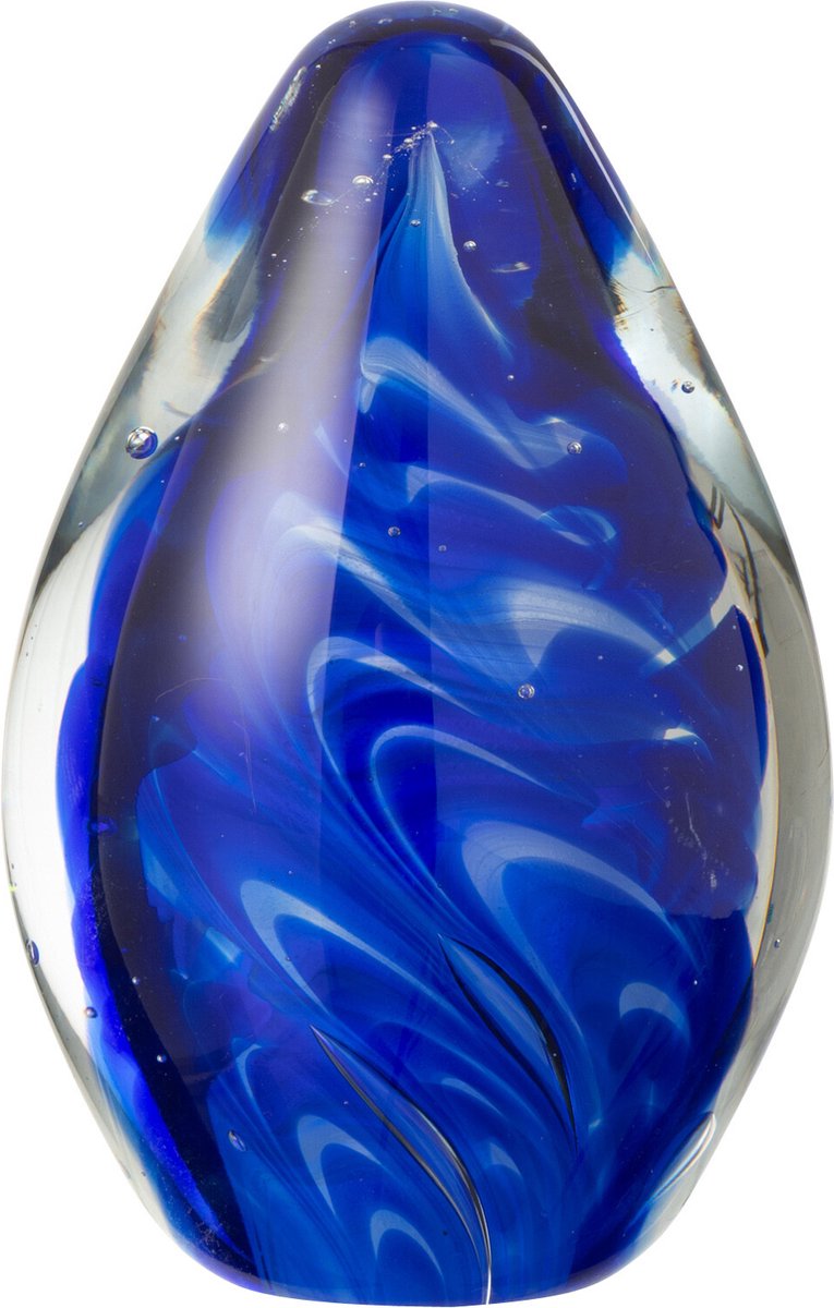 J-Line presse-papier Polypus Ovaal - glas - transparant/blauw - small