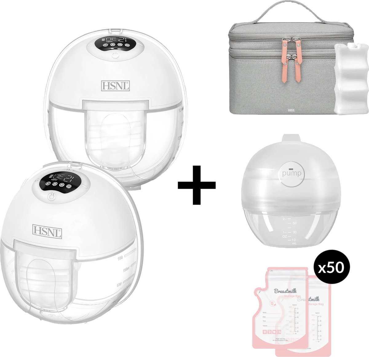 HSNL® Luxe Elektrische Borstkolf - Handsfree Borstkolf - Inclusief Kolftas - Inclusief Lekschaal - Inclusief Moedermelkzakjes