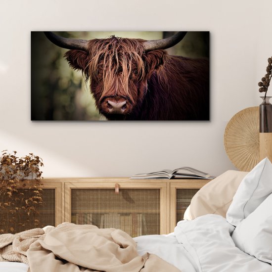Tableau aluminium 80x40 cm - Décoration murale métal - Highlander écossais - Lumière - Portrait - Nature - Décoration murale métal salon - Décoration industrielle - Photo sur dibond - Accessoires industriels chambre