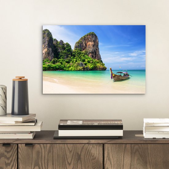 Décoration murale Métal - Peinture Aluminium Industrielle - Plage - Mer - Thaïlande - Bateau - 30x20 cm - Dibond - Photo sur aluminium - Décoration murale industrielle - Pour le salon / chambre